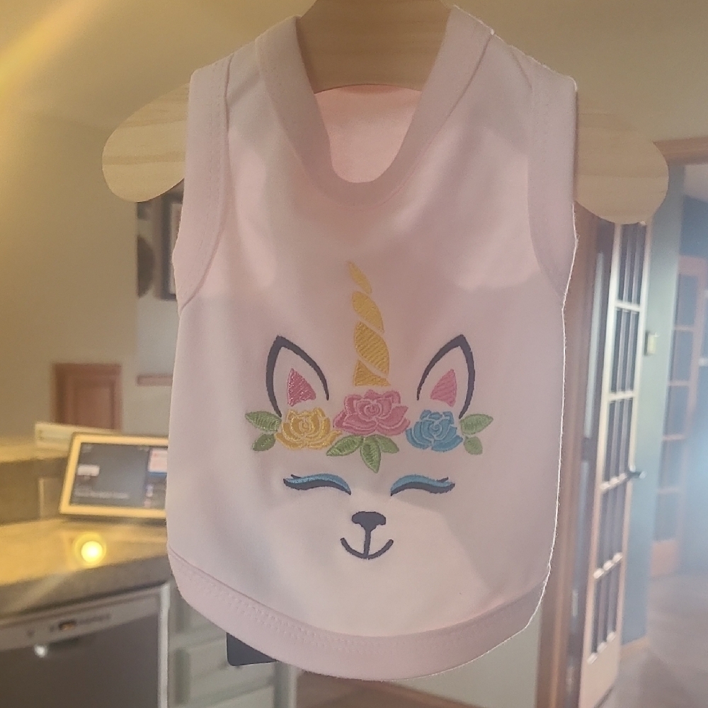 Dog Unicorn Embroidered Tank - Pink NWT